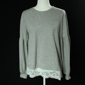 Anthropologie | Gray w/ Lace Sweatshirt | Sz M